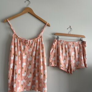 Llama Floral Crown PJ Set